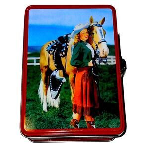 Vintage Western 2001 Mini Tin Cowgirl Lunch Box